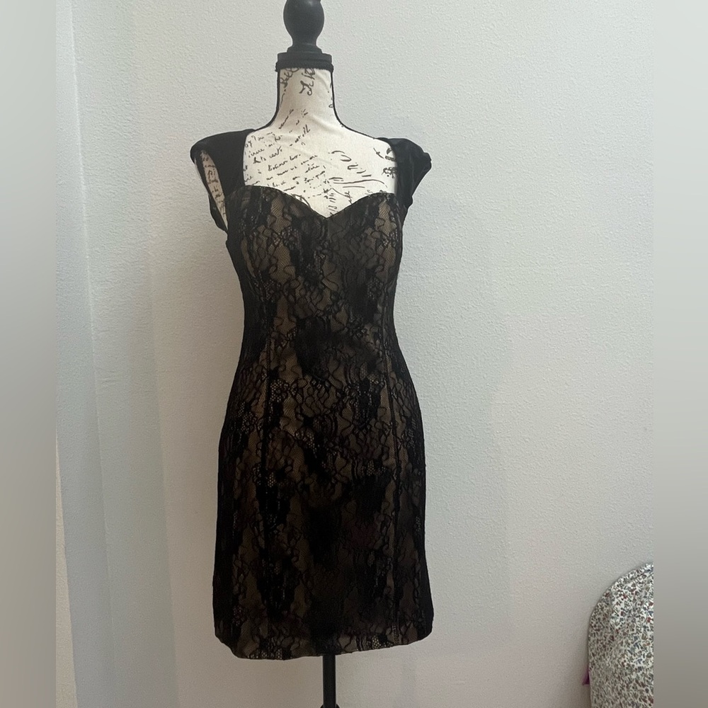Guess Black and Cream Script Dress